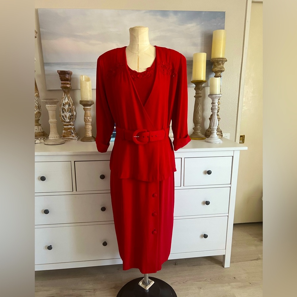 Vintage Studio 1 secretary dress deep red 80s